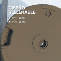 Outsunny Base para Sombrilla Redonda Soporte para Parasol Pie para Sombrilla Rellenable con Agua 23L o Arena 28kg para Jardín Terraza Marrón - details 0