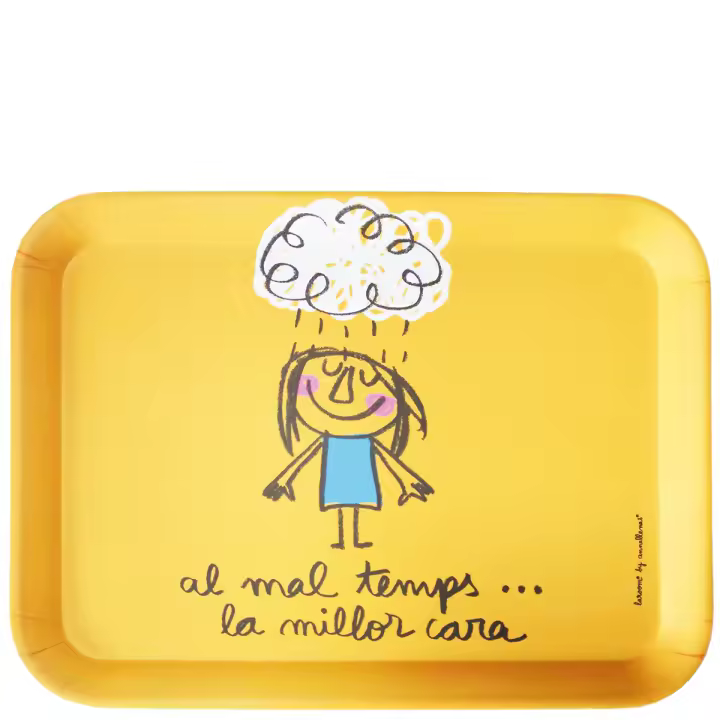Bandeja de mesa "al mal temps la millor cara" - Ligera y cómoda de llevar - Superficie mate antideslizante que reduce el movimiento de platos y vasos - Apto para lavavajillas - Medidas: 43,5x32,5x1,5cm - 1