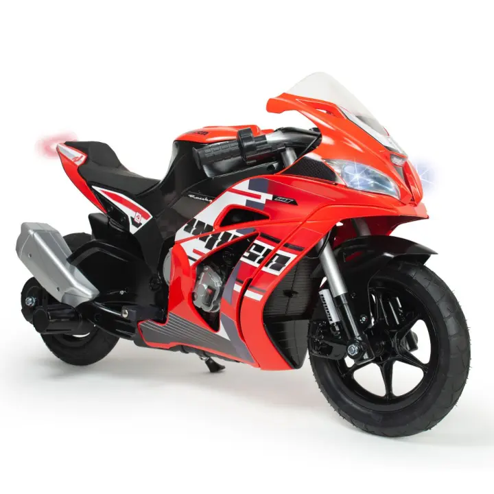 INJUSA - Moto Eléctrica Infantil Racing Fighter | Moto a Batería para Niños de 6 a 10 Años | Batería 24V | Aceleración Progresiva en Puño | Freno de Tambor | Luces LED | Ruedas Hinchables | Pata de Apoyo | Velocidad máx. 12 km/h | Color Rojo - 1