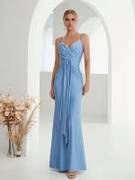 Vestido De Fiesta Mgiacy Con Diseño De Puntadas En El Pecho Y Cuello Encañonado En Tela De Poliéster Con Cinturón Y Abertura En La Parte Inferior Vestido De Bodas Vestido De Ball Vestido De Party - details 13
