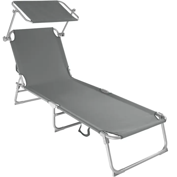 Tectake - Tumbona con 4 posiciones | Respaldo ajustable en 4 posiciones | Tumbona de jardín plegable | Tumbona de playa con parasol | Con 2 asas para transportar | Medidas totales (largo x ancho x alto): aprox. 190 x 68 x 28 cm - 1