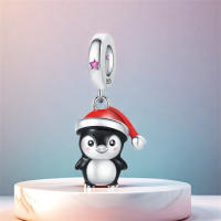 Encantador Colgante De Pingüino Navideño En Plata De Ley 925 Para Pulseras De Bangle Joyería Para Mujer Accesorio DIY Para Fiestas - details 4