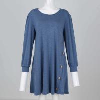 Vestido Casual Para Mujer De Color Sólido Con Botones Manga Larga Cuello Redondo A-Line Largo Hasta La Rodilla Fashion - details 38
