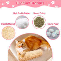 2 Piezas de almohada de felpa de hierba gatera para gatos y gatitos, Color aleatorio 25x10cm juguete para gatos de interior, Juguete interactivo juguete para masticar ayuda a los dientes - details 1