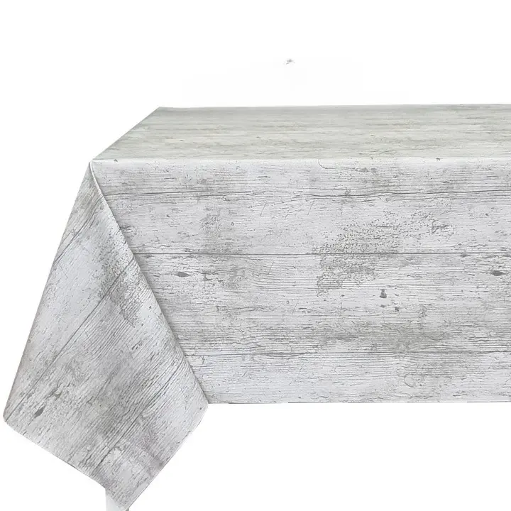 Mantel PVC, Mantel de hule, Tapete de cocina, Impermeable, Para mesa rectangular, Fácil de limpiar, veta de madera gris - 1