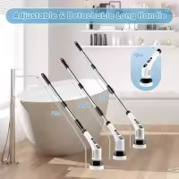 Cepillo de limpieza eléctrico, fregador giratorio eléctrico, 9 cabezales de cepillo, cepillo de limpieza de ducha recargable, mango ajustable para baño, bañera, piso, ventana, estufa - details 0