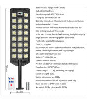 Lámpara De Pared Solar LED Con Sensor De Movimiento PIR Luz Solar Para Callejón Control Remoto 3 Modos Para Jardín - details 16