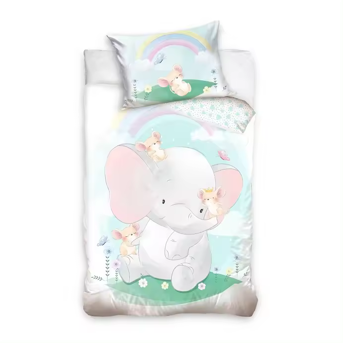 Juego Funda Nórdica de Cuna 100% Algodón Natural Elefante Baby214009 Dhestia Home  00183 - 1