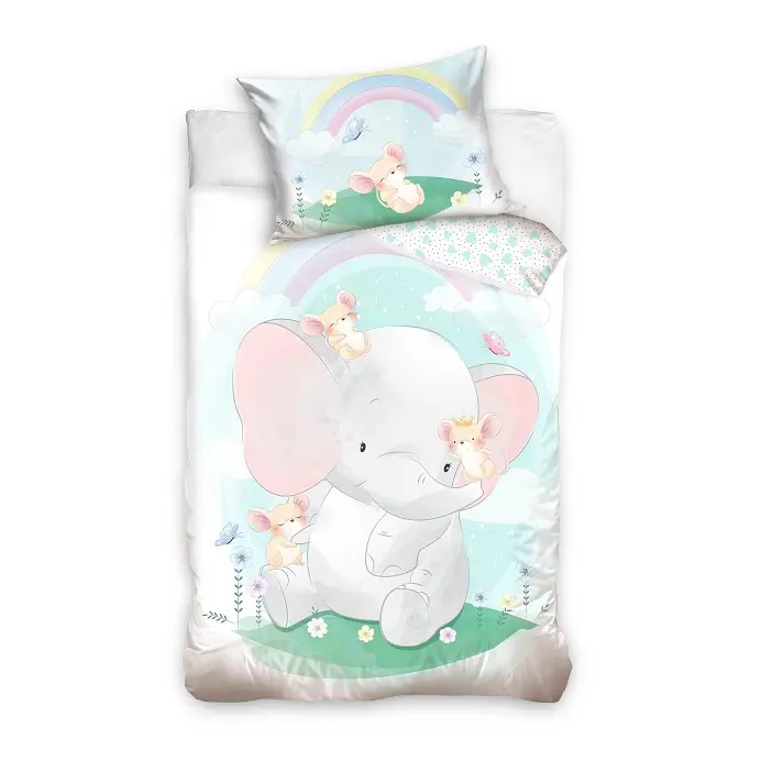 Juego Funda Nórdica de Cuna 100% Algodón Natural Elefante Baby214009 Dhestia Home  00183 - 1