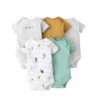Nueva ropa de verano para bebés y niños pequeños, mono de pedo cruzado triangular de colores mixtos, ropa para gatear para bebés, conjunto de cinco piezas - details 27