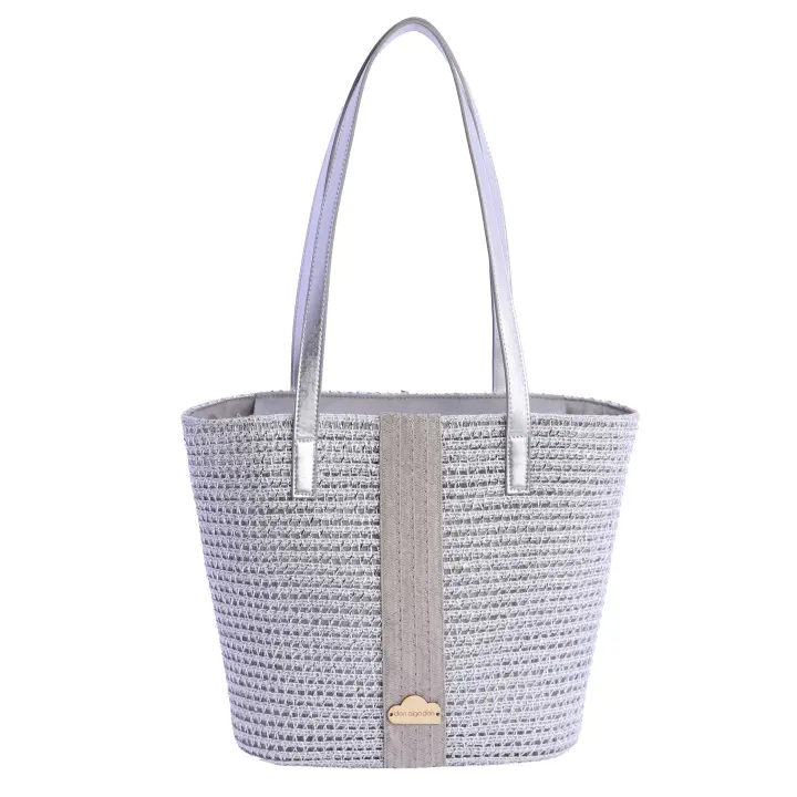 Bolso shopper para mujer DON ALGODON Azores de rafia con cremallera - 1