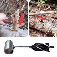 Manual Bushcraft para trabajos La Madera: Broca helicoidal multiusos con ESTUCHE DE Cuero, herramientas manuales de supervivencia, Llave Inglesa - details 0