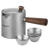 Ti Kettle De Cerámica Con Mango De Madera Para Camping Y Senderismo Hervidor De Té Portátil Con Strainer Material De Cerámica - details 6