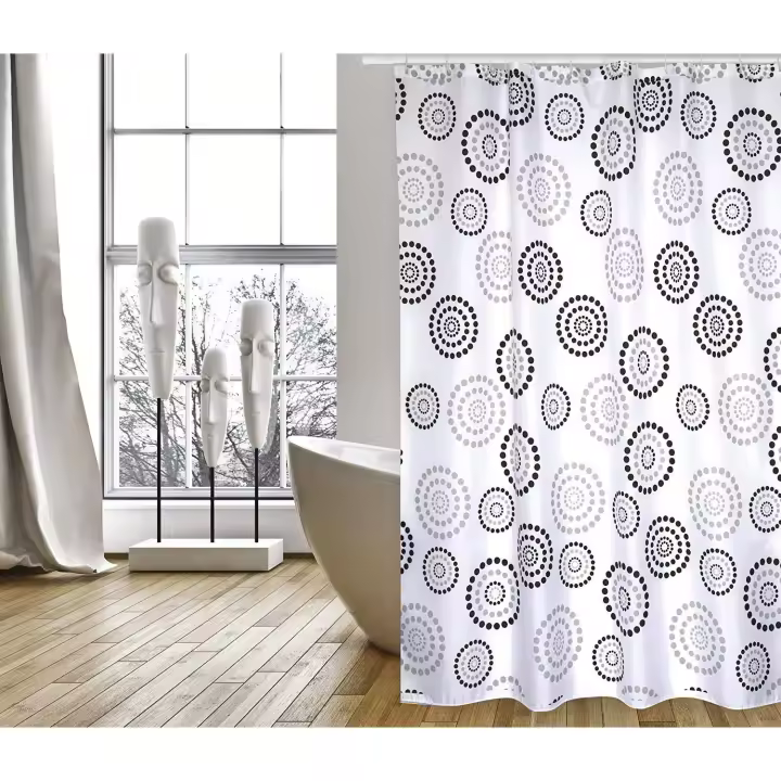 CORTINA DE BANO POLIESTER 180X200CM DOTS GRIS - 1