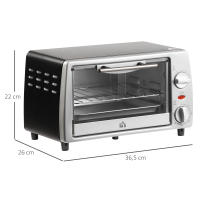 HOMCOM Horno Eléctrico Sobremesa 10 Litros 750W Horno de Convección con Temperatura hasta 230 ℃ Temporizador 60 Minutos Bandeja y Rejilla 36,5x26x22 cm - details 2