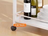 Carrito de Bar Blanco, Carrito de Servicio, Carrito de Cocina de 3 Niveles con Ruedas y Almacenamiento, Carrito de Bebidas Alcohólicas para Comedor Sala de Estar - details 5