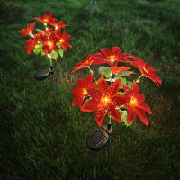 Lámpara Solar De Navidad En Forma De Flor Roja Decoración De Jardín Y Césped Con Luz LED De Color Calido Flor Poinsettia - details 0