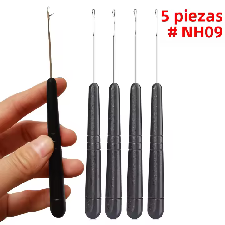 Juego De 5 Agujas De Tejido Para Cabello De Plástico Negro Y Amarillo Herramientas De Cepillo Para Dreads Y Tejido Manual - 1