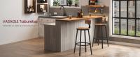 VASAGLE Taburete Alto, Juego de 2, Taburetes Altos de Cocina, con Respaldo, Estructura de Acero, Asiento de 73 cm de Altura, Fácil Montaje, Estilo Industrial, Marrón Rústico y Negro/Blanco Rústico y Negro/Negro Ébano - details 0