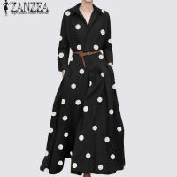 ZANZEA Vestido Largo Maxi Para Mujer Elegante Casual Con Puntos Estilo Bohemio Verano 2024 Manga Larga Abrazo Grande Kaftan Holiday Cuello En V Vestidos De Fiesta - details 1