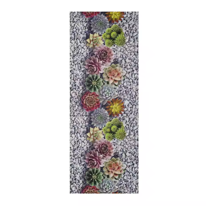Alfombra vinílica de cocina diseño con plantas en multicolor - SPRINTY CACTUS | 52x100, 52x200 cm - 1