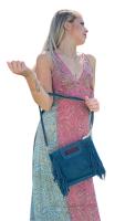 Everlyx - Bolso azul oscuro de mano o de hombro - Modelo Happy Doll - 22 x 20 cm - Hecho 100% de Piel - Mujer - details 0