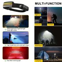 Linterna Frontal LED COB Recargable Por USB Super Brillante Con Sensor De Inducción Dimmer Para Camping Caminar Y Senderismo Al Aire Libre - details 10