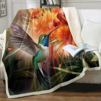 Manta De Fleece Con Patrón De Flor Naranja Y Hummingbird Para Niños Adolescentes Adultos Manta De Sherpa Para Sofá Manta Cómoda Para Cama Material Poliéster 100% Antipelusa Aislante Térmico Retorcionable - details 5