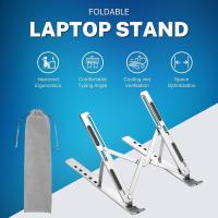 Adjustable Laptop Riser with Storage Bag, Non-Slip Silicone Pads, 6 Eye Levels, 10" to 15.6", Aluminum Stand, Foldable Laptop Holder - details 0