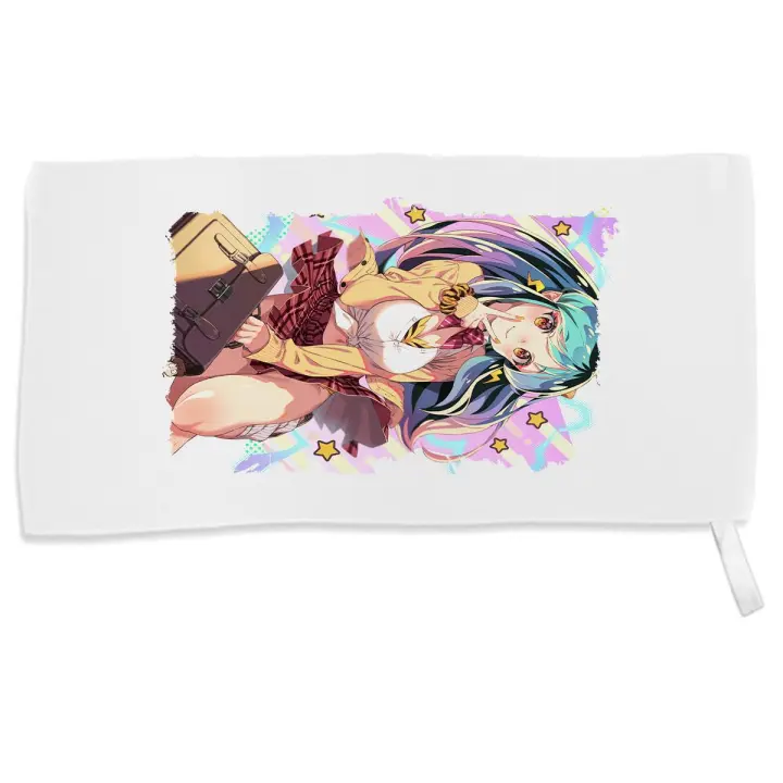 MERCHANDMANIA TOALLA PEQUEÑA ABSORBENTE urusei yatsura lamu lum chica ogro extraterrestre alien suave personalizada con cinta elastica - 1