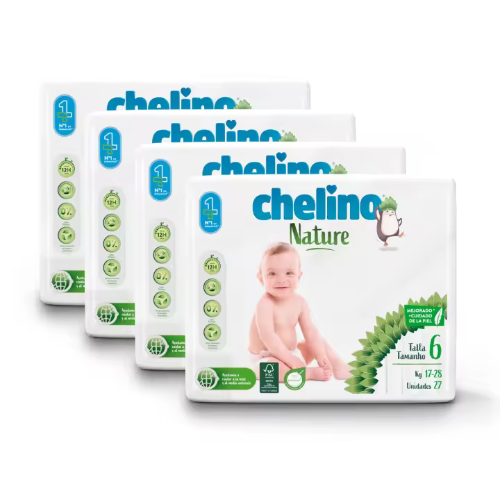 Pack ahorro pañales T6 17-28 kg Chelino Nature 108 Uds - 1