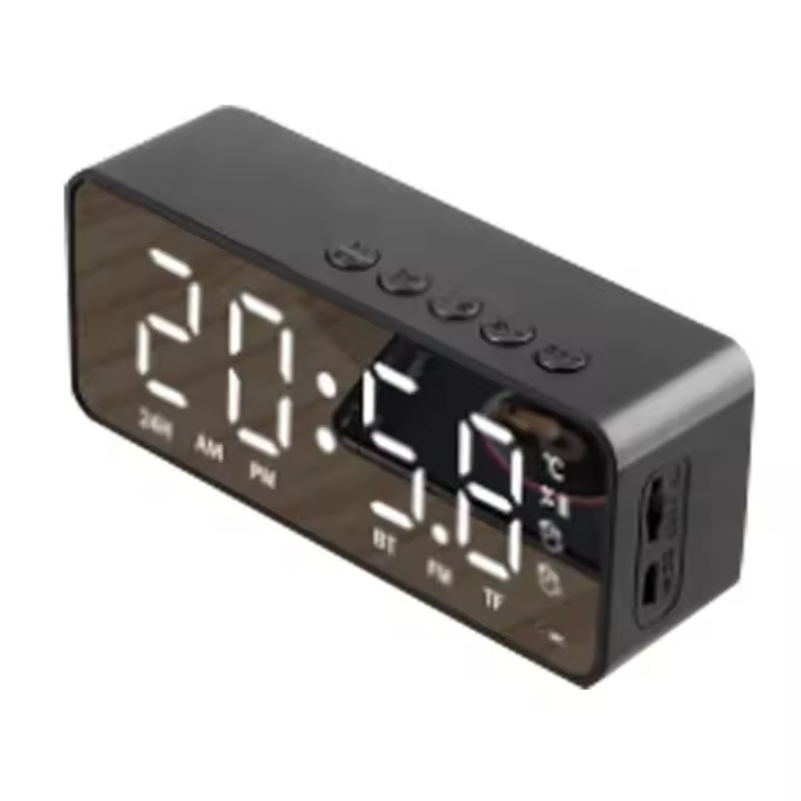 Reloj despertador inteligente Digital Multicional Bluetooth 5,0 Acabado de esesespejo Altavoz Para Room W - 1