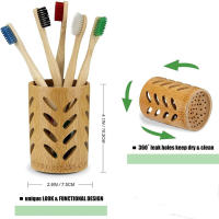 Soporte Para Cepillo De Dientes De Bambú Organizador De Baño Y Cocina Almacenamiento De Palillos Drenaje Eficiente - details 2