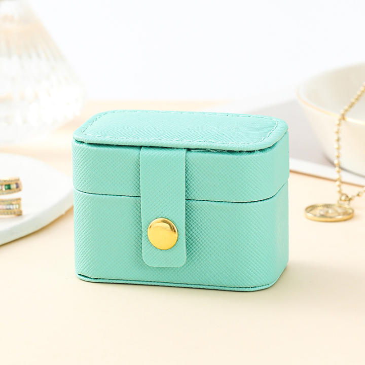 Mini bolsa de almacenamiento de joyería pequeña portátil, caja de almacenamiento de cuero Simple para anillo, collar, pendientes, organizador, caja de regalo de exhibición