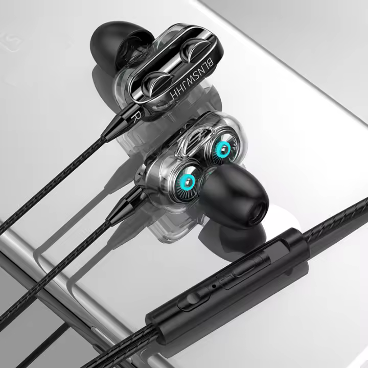 VAORLO 4D Dual Drive Hifi Heavy Bass Music Wired Earphones Stereo In-Ear 3.5MM AUX With Mic Earbuds Sports Music Gaming Headsets - 1