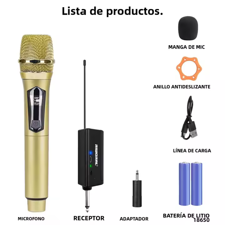 Micrófono Inalámbrico 2 Canales UHF Frecuencia Fija Micrófono Condensador Para Fiesta Karaoke Show Conferencia - 1