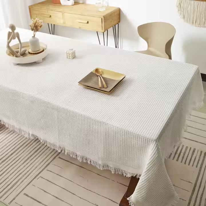 Mantel De Lino Y Algodón Rustico Para Hogar Y Bodas Con Borlas Ideal Para Comedor Cocina Picnics Y Fiestas Estilo Rústico Farmhouse - 1
