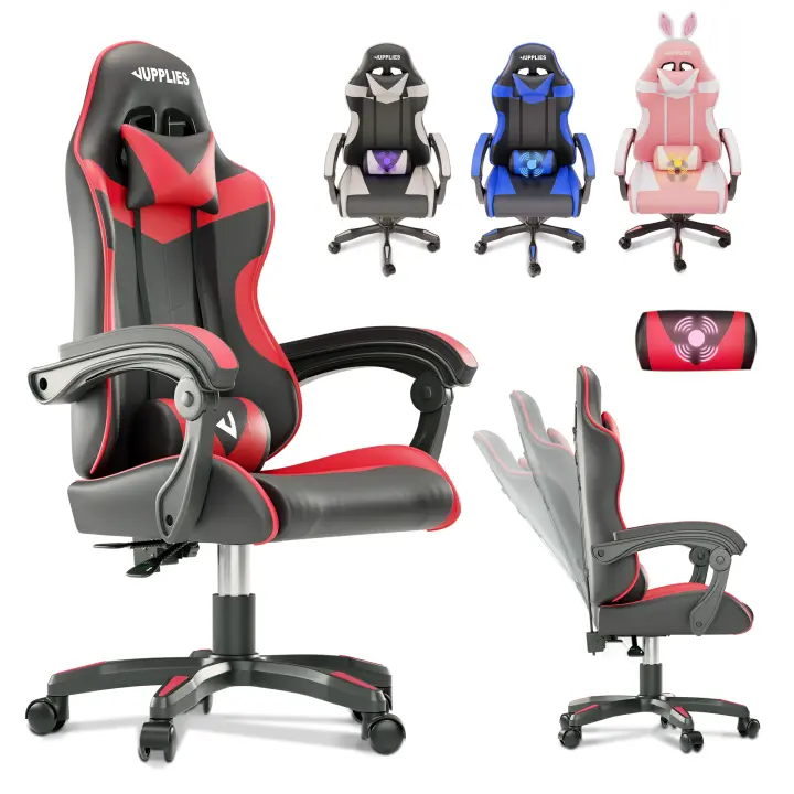 JUPPLIES Silla Gaming Profesional con Masajeador - Silla de Oficina Ergonómica, Altura Regulable y Respaldo Abatible - Silla Gamer para Juegos - 1