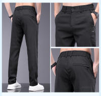 Pantalones Casuales Para Hombre De Seda Lyocell Elásticos Y Delgados Para Primavera Y Verano Pantalones Gris Negocios Con Cintura Media Y Bolsillos - details 7