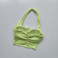 Sujetador Deportivo De Verano Para Mujer Con Padded Y Cuello Colgante Estilo Elegante Y Lujo Ligero Diseño Único De Pliegues En La Espalda - details 2