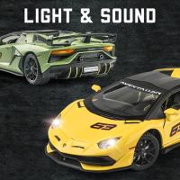 Modelo De Coche De Luxo Lamborghini Aventador SVJ 1:24 En Aleación De Latón Con Sonido Y Luz Para Coleccionistas Y Regalo Para Niños A551 - details 3