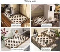 Mantel De Cocina Absorbente Con Diseño Floral Clásico Tapete De Hierro De Diatomeas Para Máquina De Café Tapete De Barra Termoinsulante Lavable Antideslizante Para El Hogar Y Hoteles - details 9