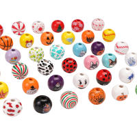 10Pcs/Bag Cuentas Redondas De Madera Impresas De 16mm Para Manualidades Joyería DIY Accesorios Para Pulseras Pendientes Collares Material Ecológico - details 6