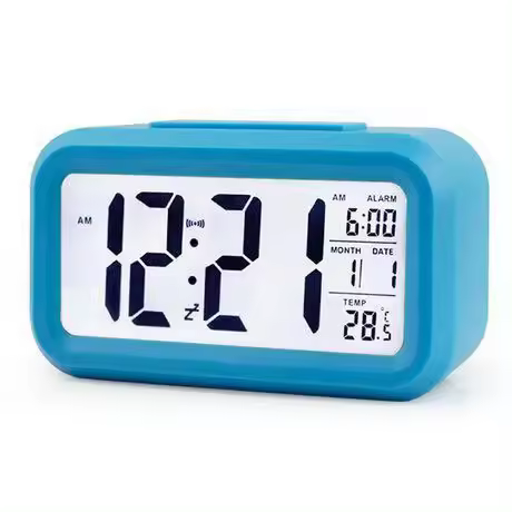 PORCHEDDU Reloj Despertador Digital, LED Pantalla Reloj Alarma Inteligente with Temperature, Sensor de Brillo, 12/24 Horas, Función Snooze y Alarma para Dormitorio, Hogar, Oficina, Cocina (Barería) - 1