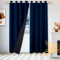 Cortinas De Algodón Aislantes Térmicas Y Antipolvo Para Dormitorio Negro 100% Cortinas Calefactoras Y Anti-Viento Con Aislamiento Acústico - details 16