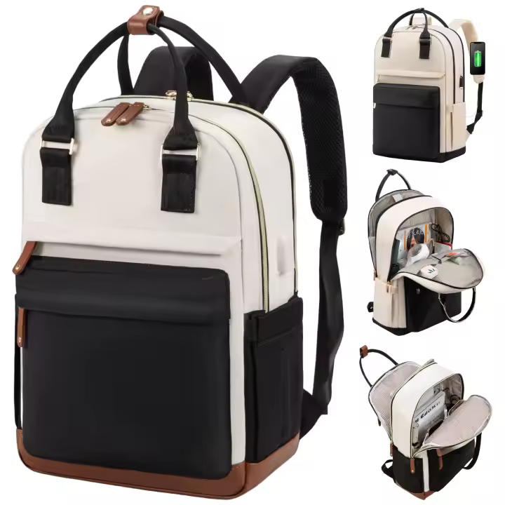 Mochila para Portátil con Conector USB integrado  Mochilas en 2 Colores con Agarre de Mano para Viaje  Múltiples Bolsillos (1288-001 FLASH 1999 F6) - 1