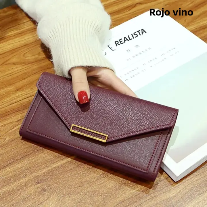 Cartera Larga De PU Para Mujer Con Cierre De Hasp 5 Colores Moda Monedero Bolso Monedero Con Bolsillo Para Teléfono Clutch - 1