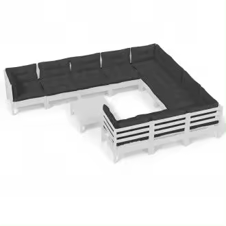 VIDAXL 3097002 set de muebles de jardín de madera de pino color gris antracita 11 piezas - 1