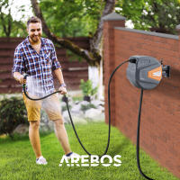 Arebos Carrete de Manguera de Jardín Automático | Enrollador de Manguera | Naranja - details 9