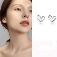 Pendientes de plata de ley 925 para mujer con forma de corazón aretes joyería regalo de moda para mujeres y niñas - details 4